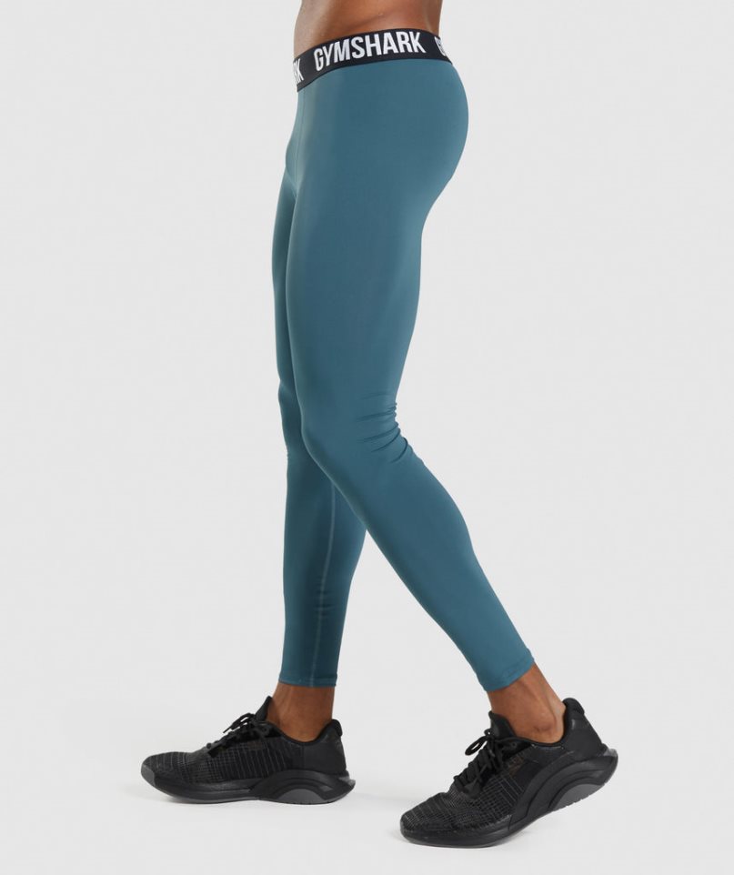 Men's Gymshark Element Baselayer Leggings Turquoise | NZ 8WHQYD